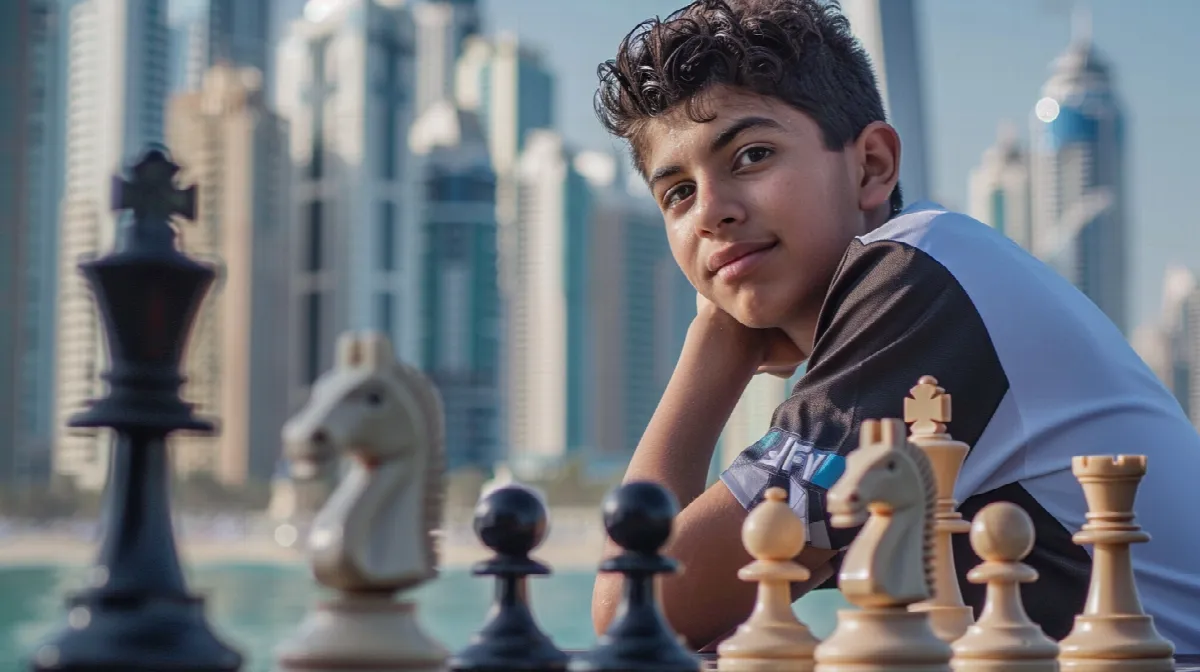 student plays chess in uae