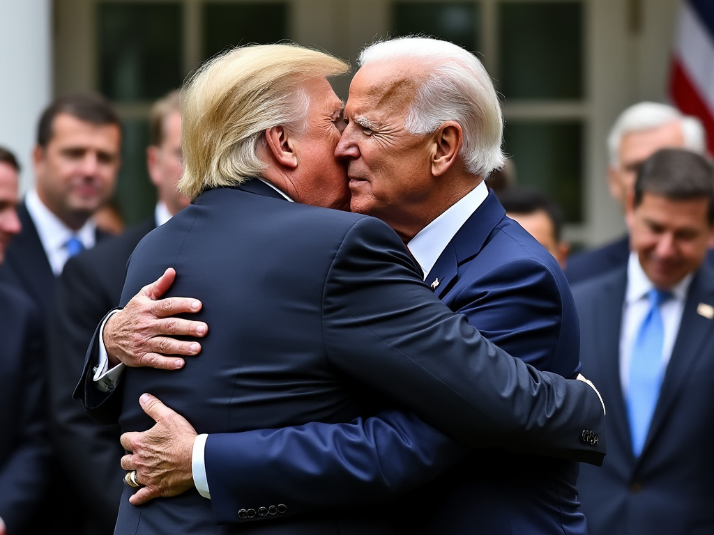 Deep Fake Picture of Donald Trump and Joe Biden hugging & kissing