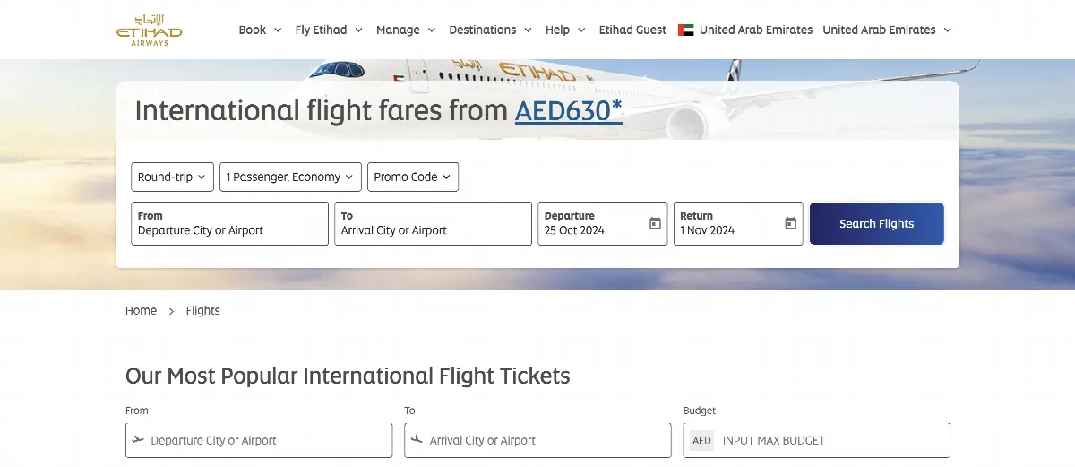 Fare Calendar etihad