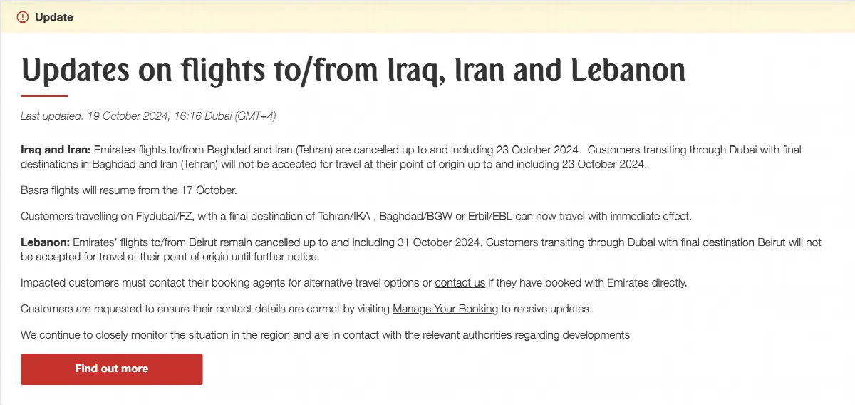 Emirates Website / Screengrab