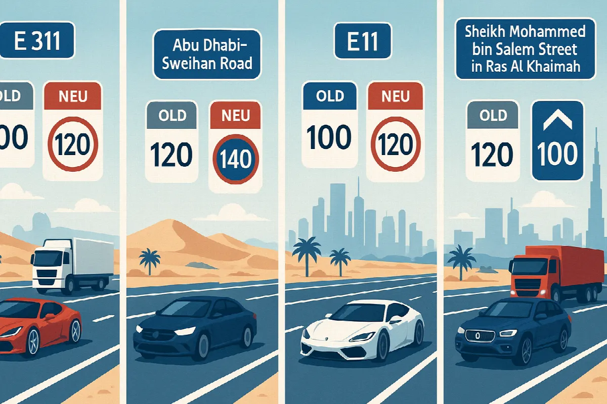 illustration new speed limits in uae 4 roads