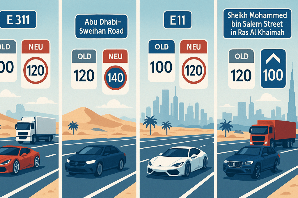 illustration new speed limits in uae 4 roads