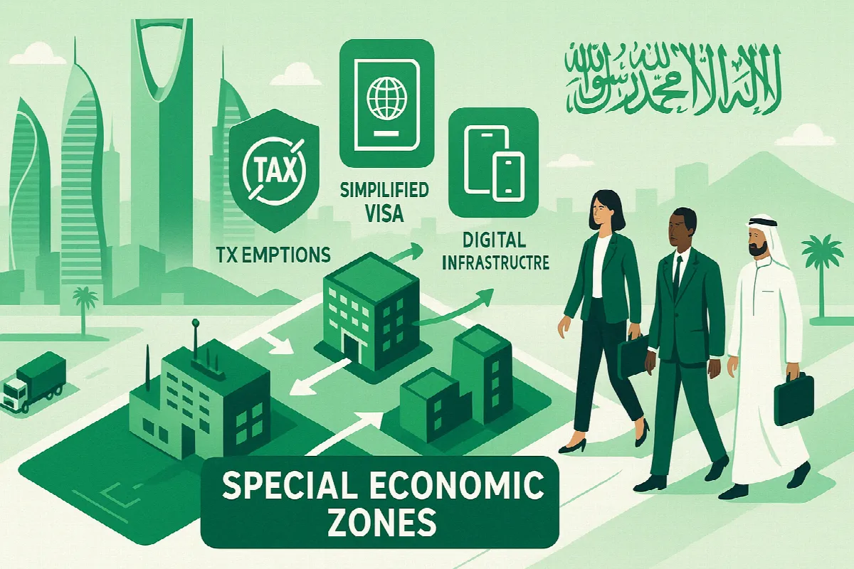 illustration special economic zones saudi arabia