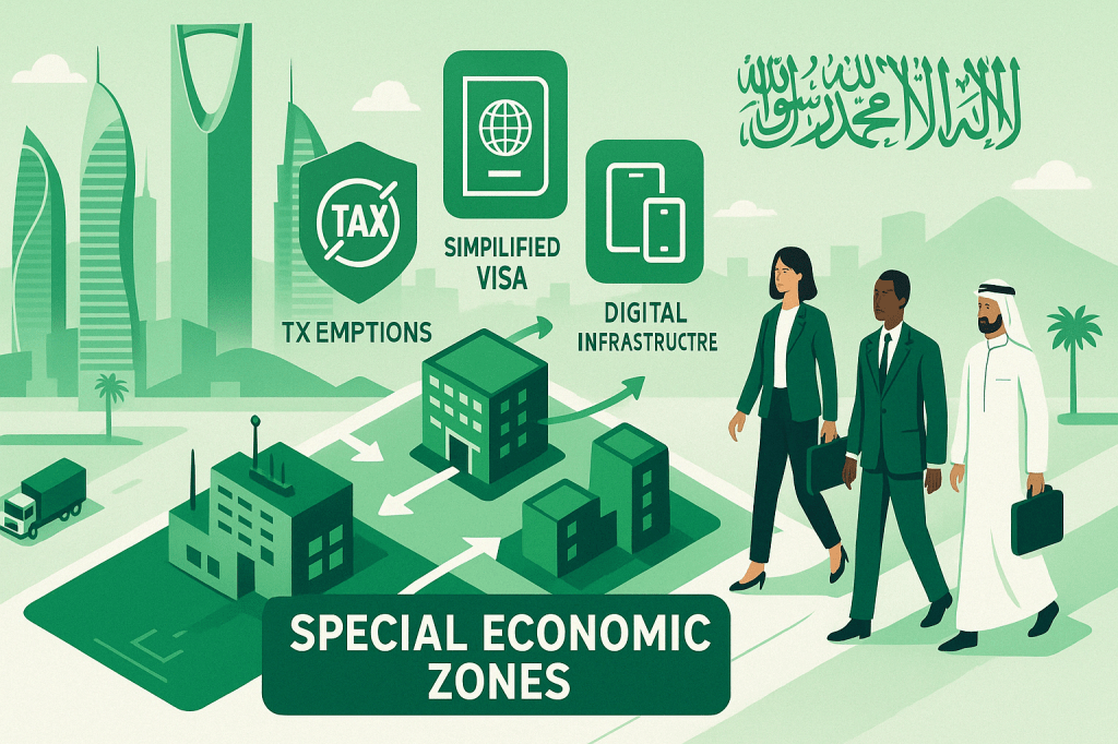 illustration special economic zones saudi arabia
