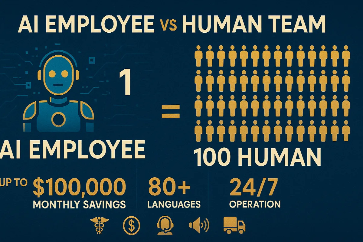 illustration ai employee vs human team uae