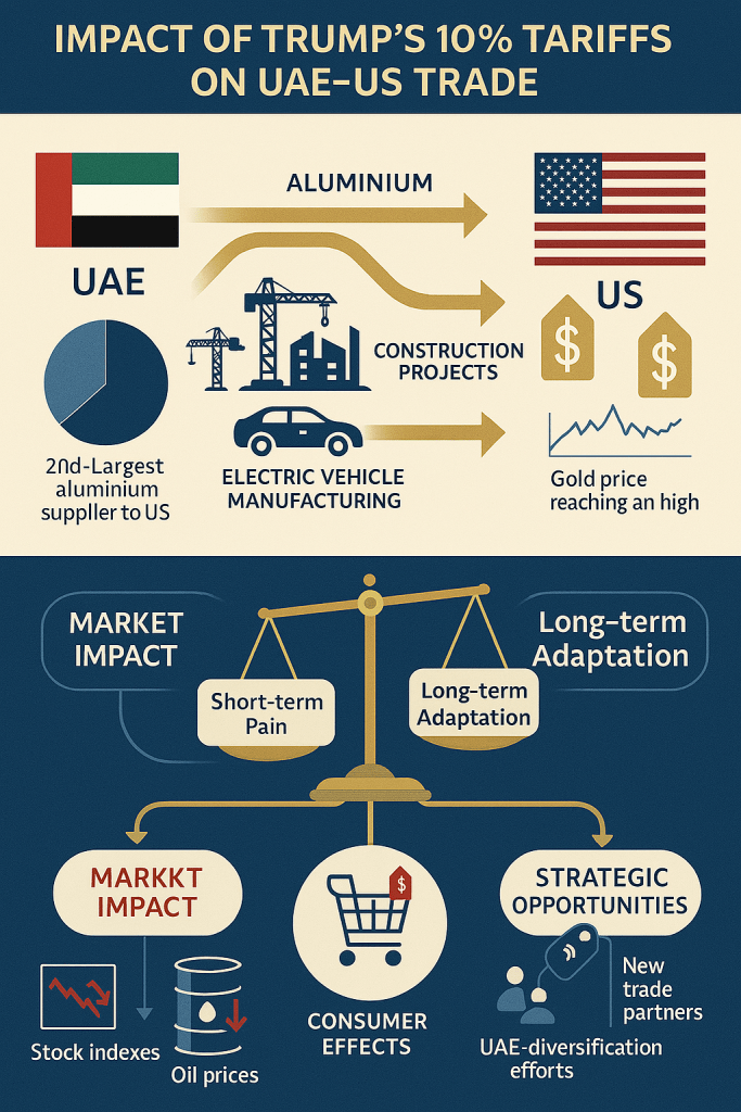 illustration impact of trump's 10% tariffs on UAE-US trade