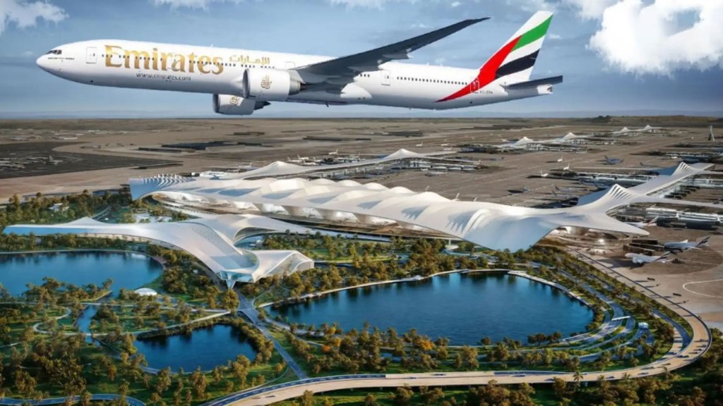 Aerial view of Dubai South development area showing the DWC airport site