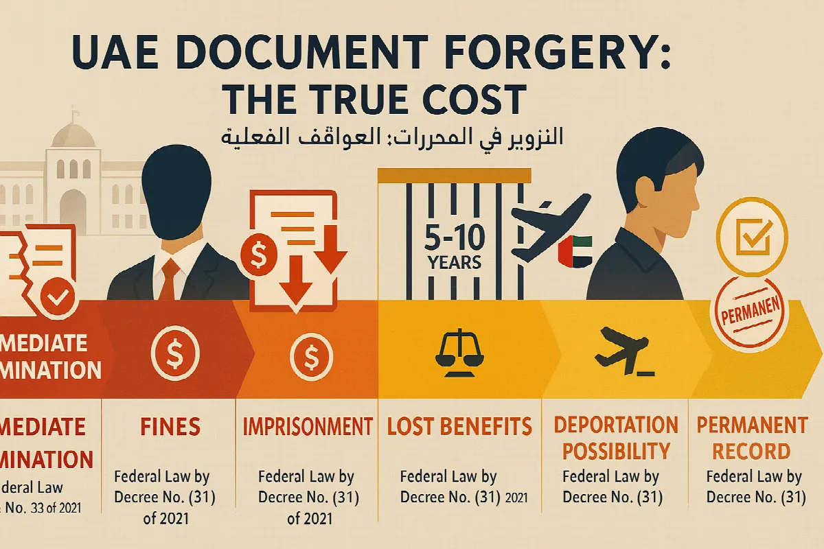 Escalating penalties for document forgery in UAE: from termination and financial losses to imprisonment and deportation