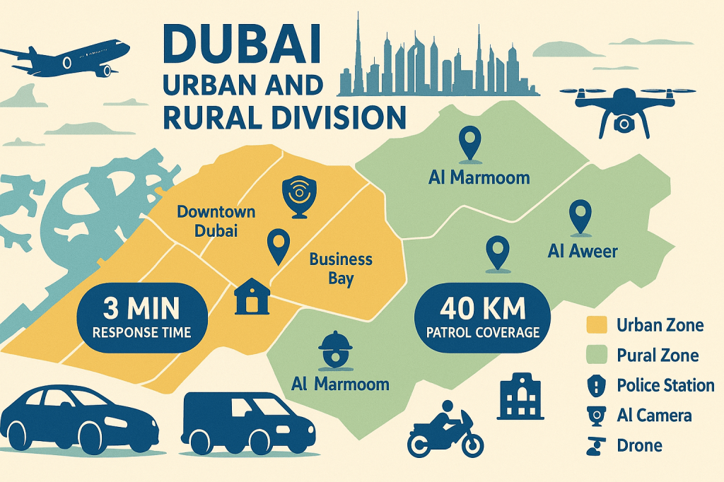 dubai urban and rural division illustration map