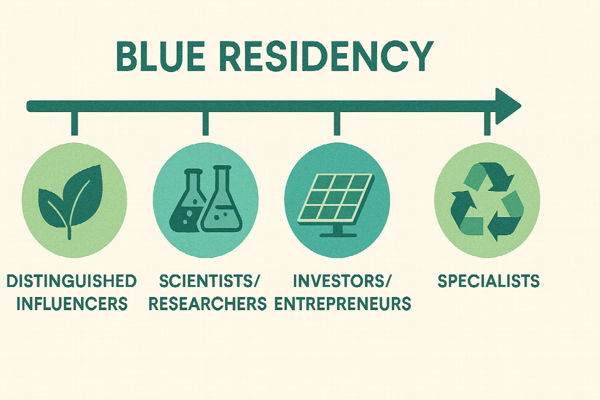 UAE blue residency visa eligibility categories infographic