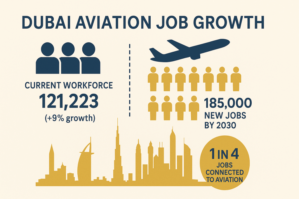 Dubai aviation sector job creation visualization showing employment growth projections through 2030