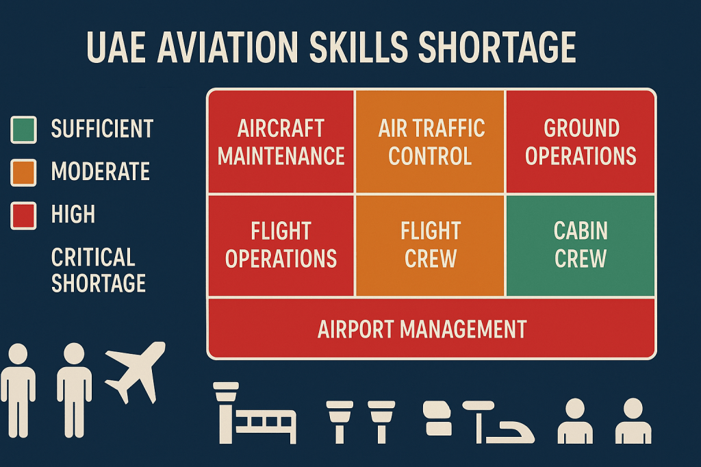 UAE aviation skills shortage analysis showing high-demand areas and critical skill gaps