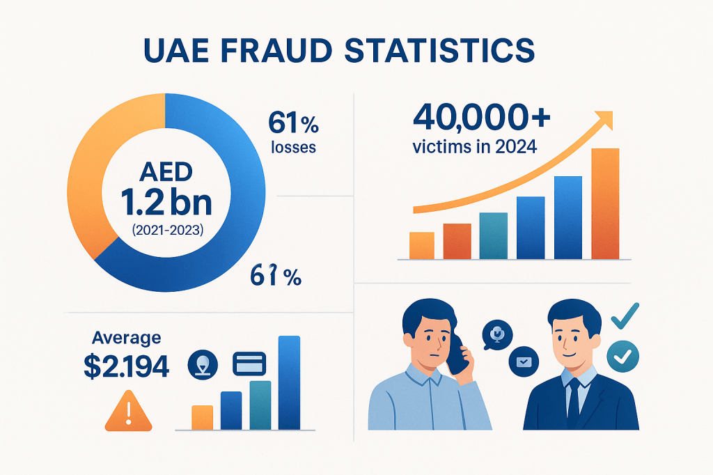 UAE fraud statistics showing financial losses and victim numbers from business-related scams