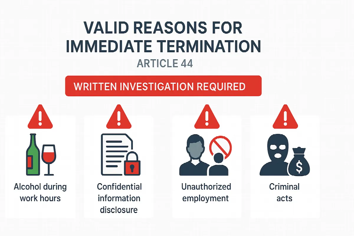 UAE Article 44 valid reasons for employee termination without notice