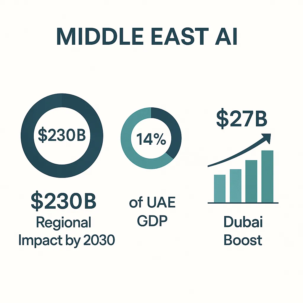 Economic impact of AI in Middle East showing Dubai's contribution to regional growth