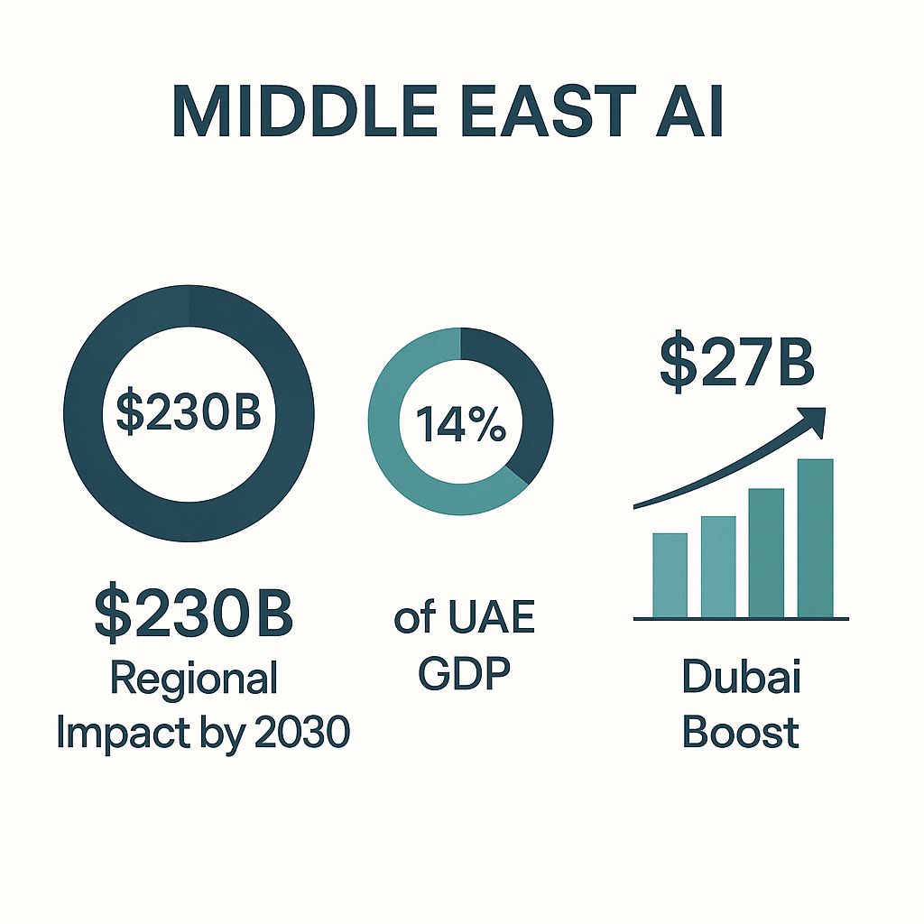 Economic impact of AI in Middle East showing Dubai's contribution to regional growth