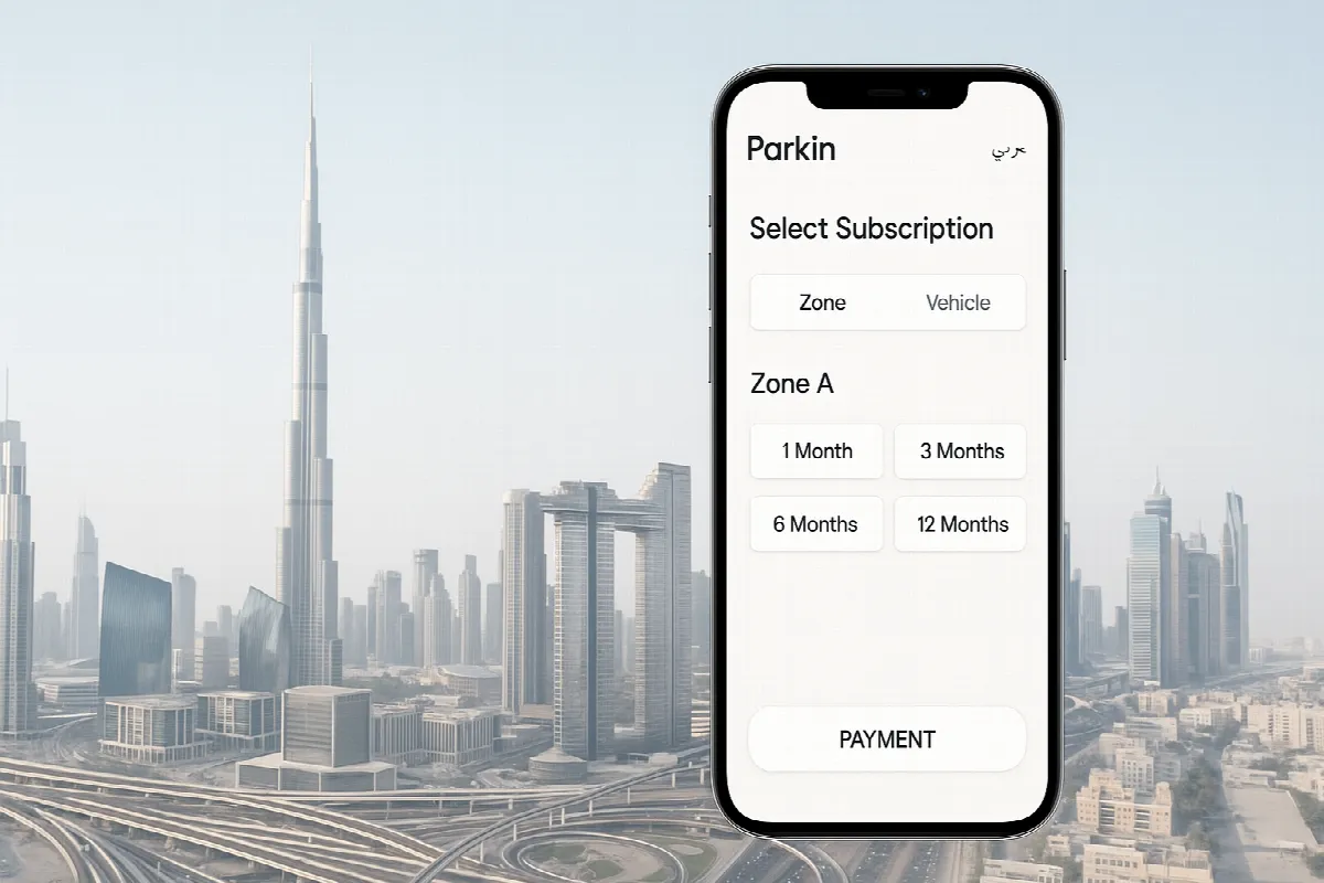 Screenshot of Parkin mobile app showing the subscription selection process on a smartphone