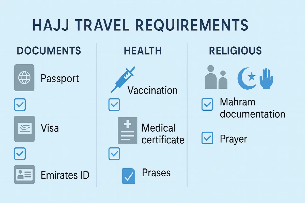 Complete checklist of documentation and health requirements for Emirates Hajj travel