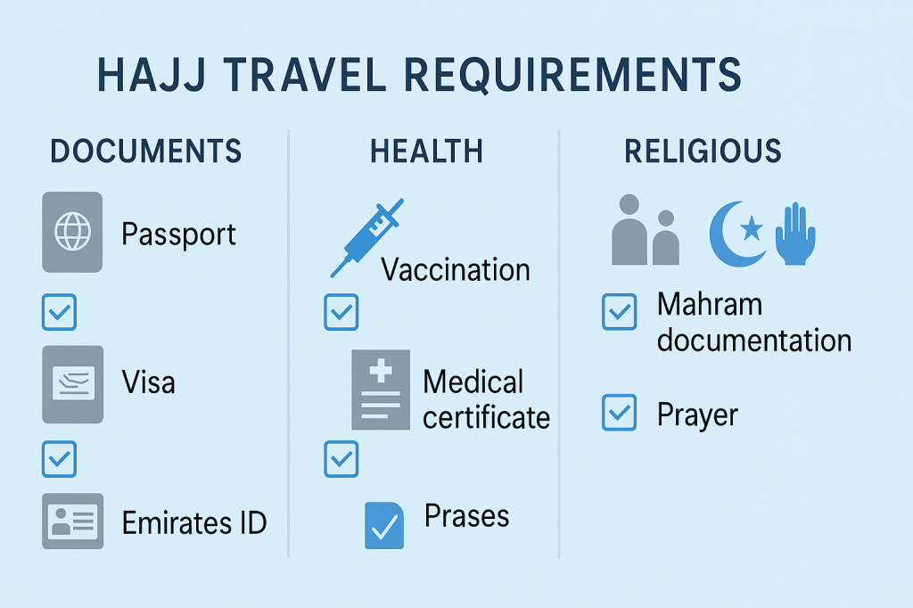 Complete checklist of documentation and health requirements for Emirates Hajj travel