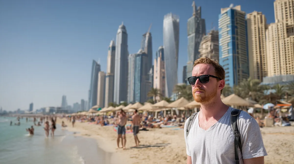 expat in dubai in summer heat in dubai may 2025