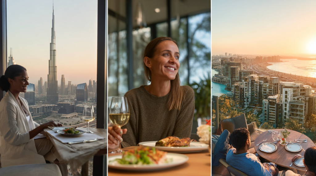 Different living situations in Dubai with a 30,000 AED salary: singles, couples, and families