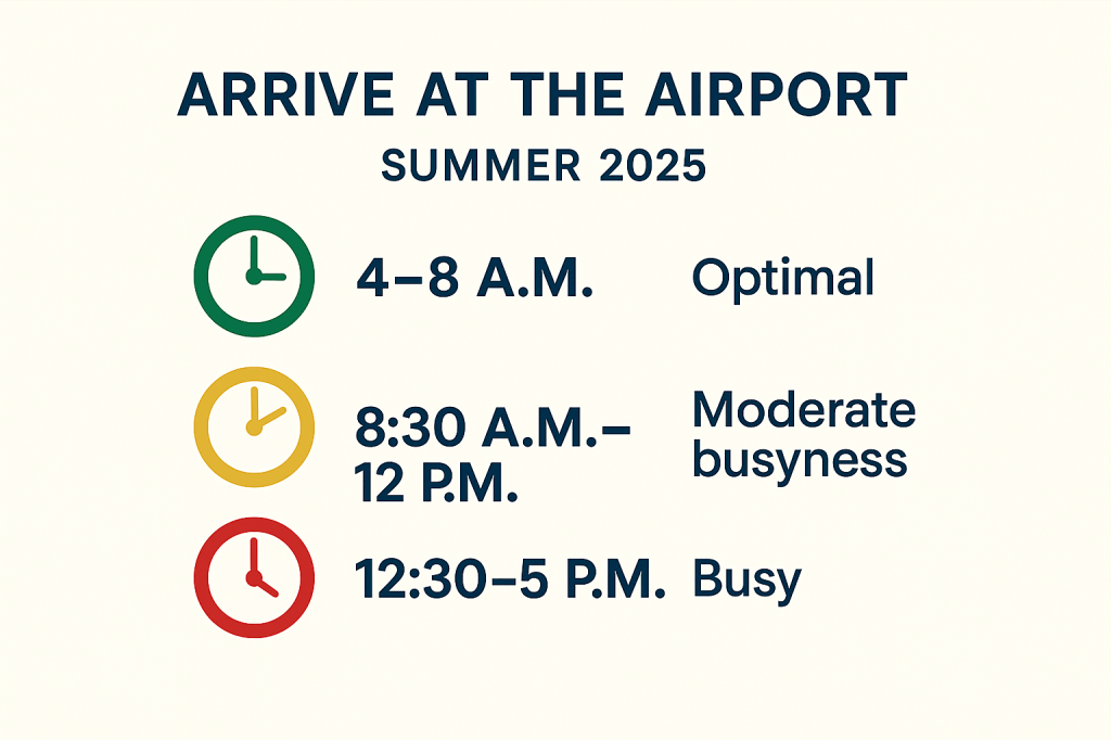 Dubai Airport travel timing guide showing optimal arrival times and peak hours