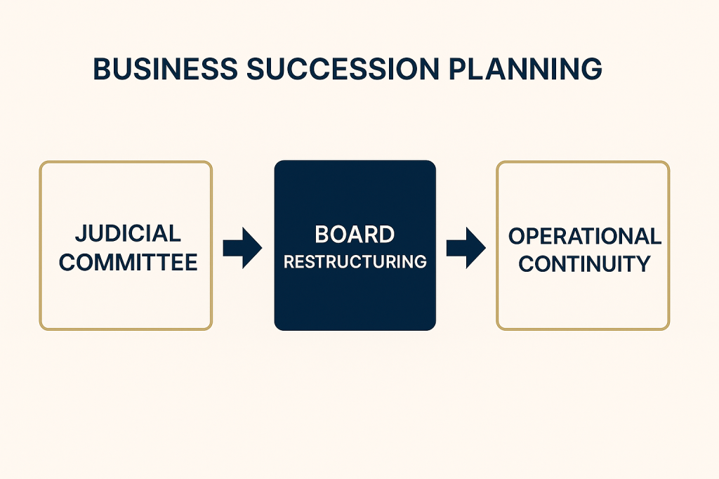 Business succession planning process flowchart showing governance transition steps