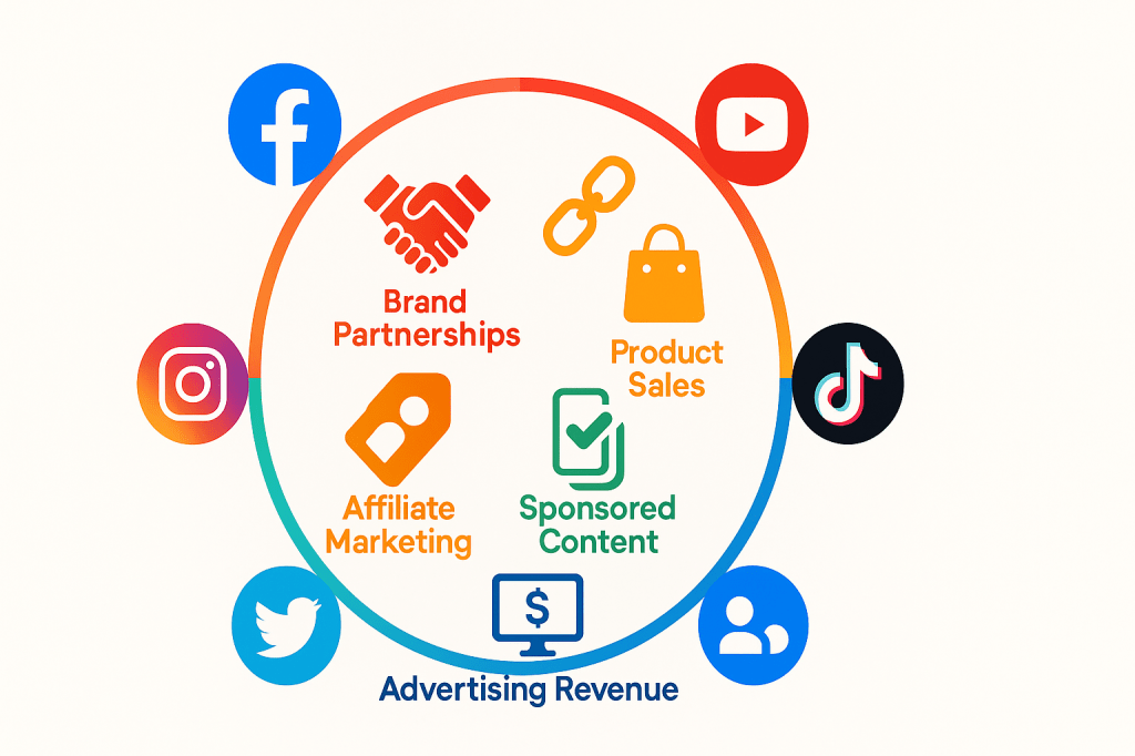 Revenue streams requiring UAE influencer licensing including sponsorships and affiliate marketing