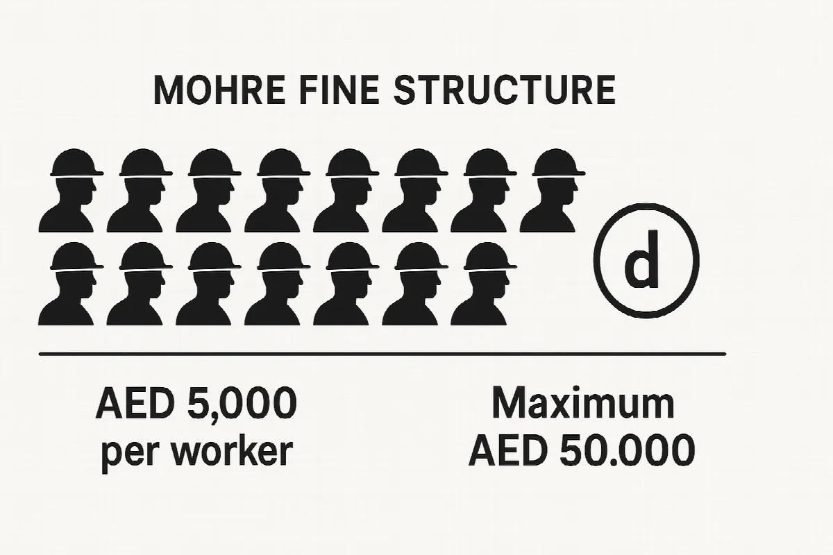 MoHRE fine structure chart for summer midday break violations