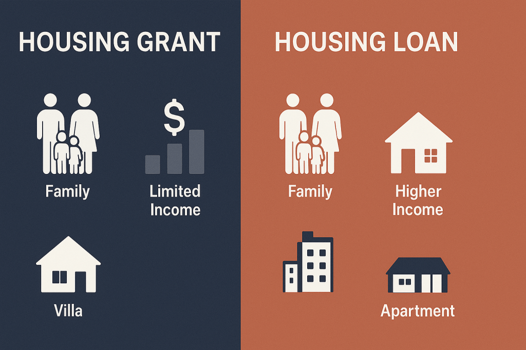 Dubai housing grants vs loans comparison infographic