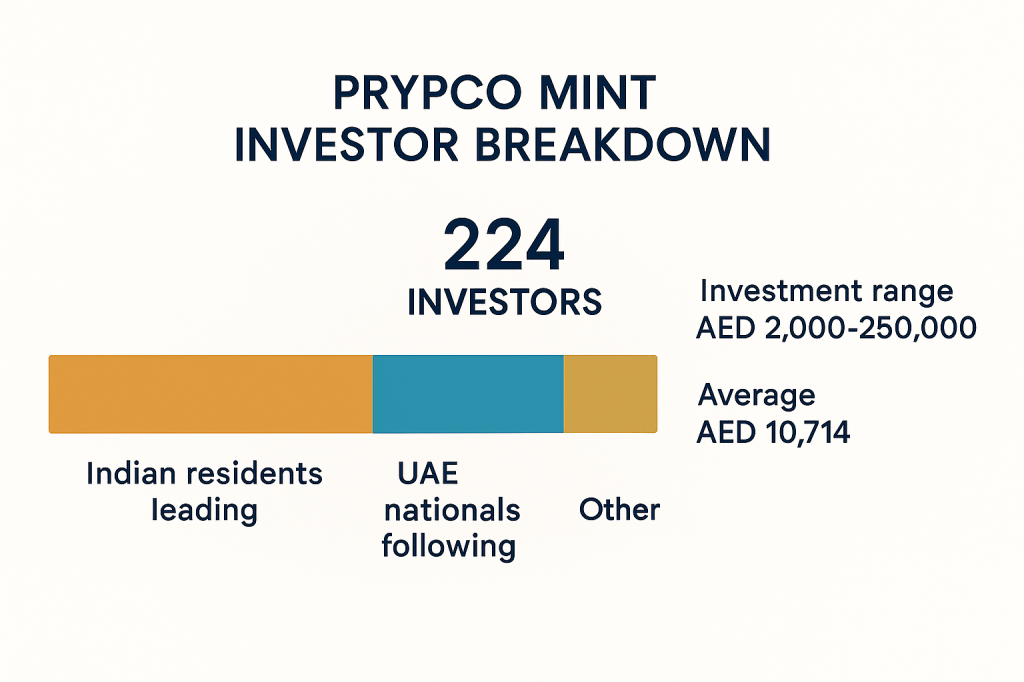 Prypco Mint investor demographics showing 224 investors from over 40 nationalities