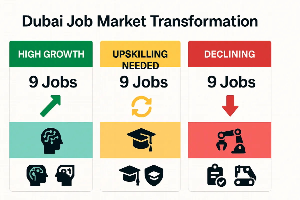 Three categories of job market changes in Dubai due to AI automation