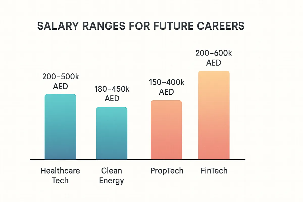 Salary expectations for Dubai's future career sectors in AED