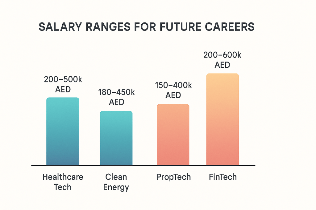 Salary expectations for Dubai's future career sectors in AED