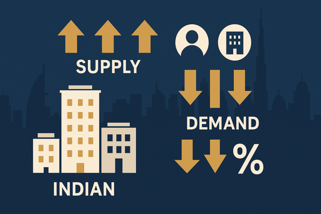 Dubai short-stay rental market supply and demand dynamics infographic