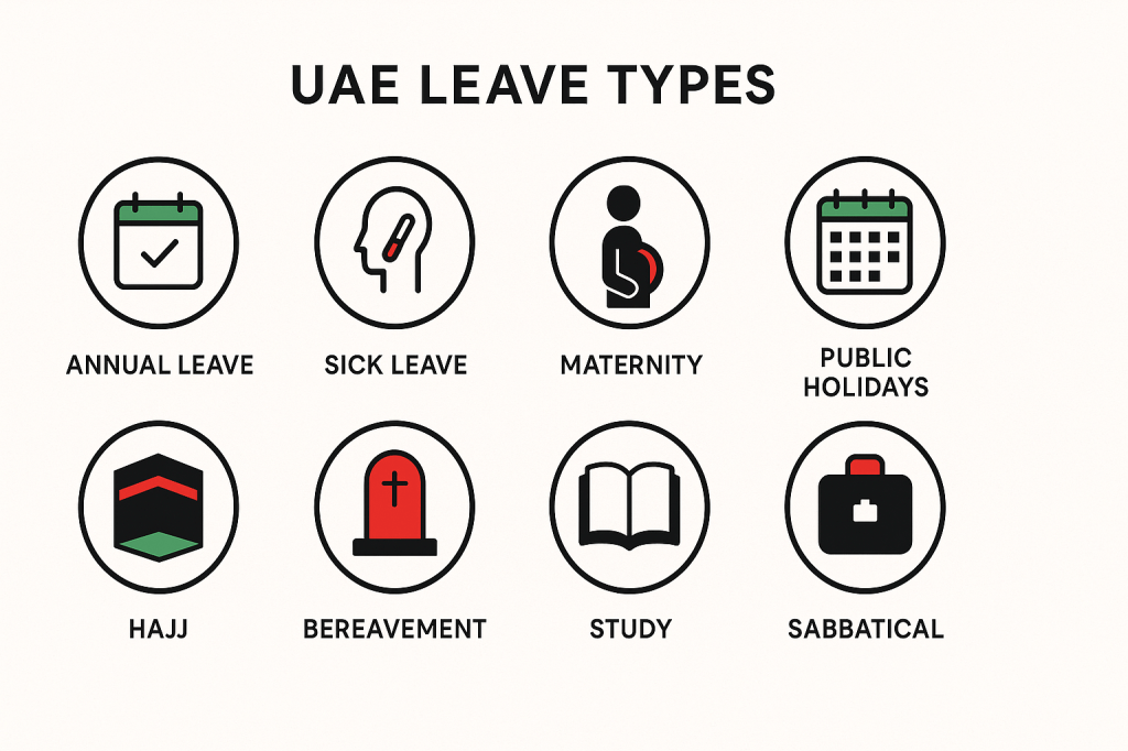 Complete overview of 9 UAE leave types and entitlements for private sector employees