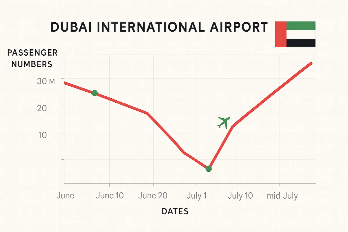 Dubai Airport passenger recovery following Iran-Israel ceasefire