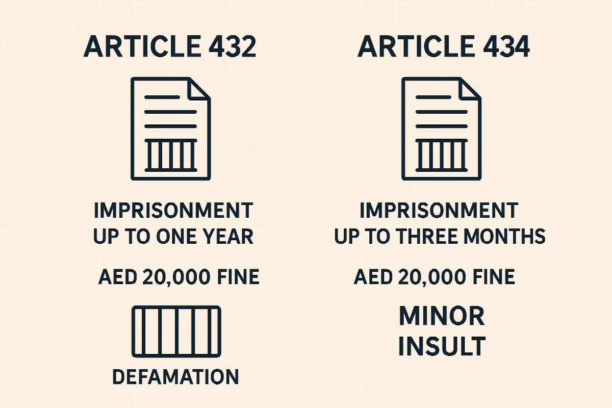 UAE Penal Code criminal penalties comparison chart for employee confidentiality breaches