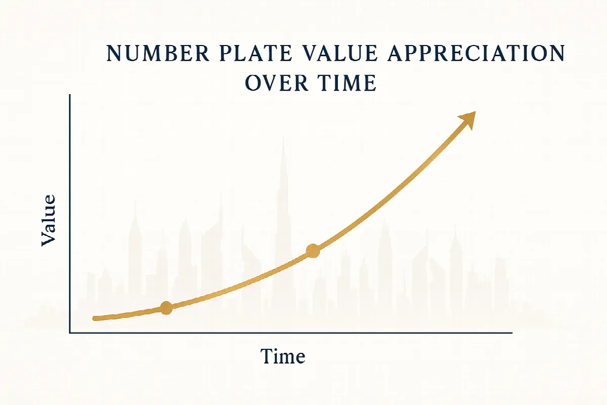 Investment growth chart for Dubai premium number plates over time