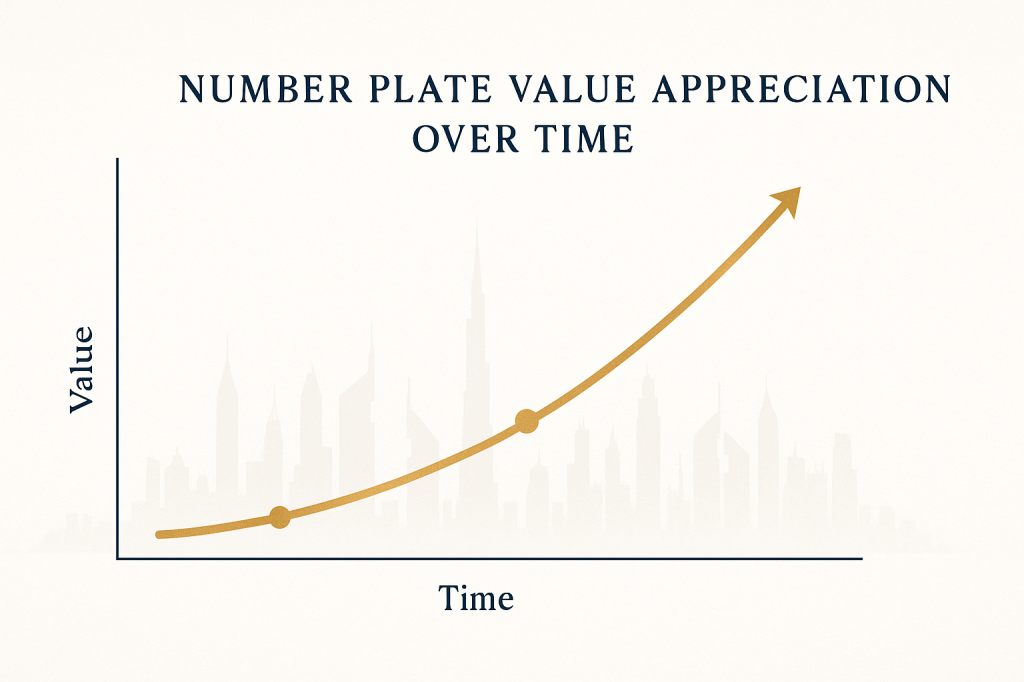 Investment growth chart for Dubai premium number plates over time
