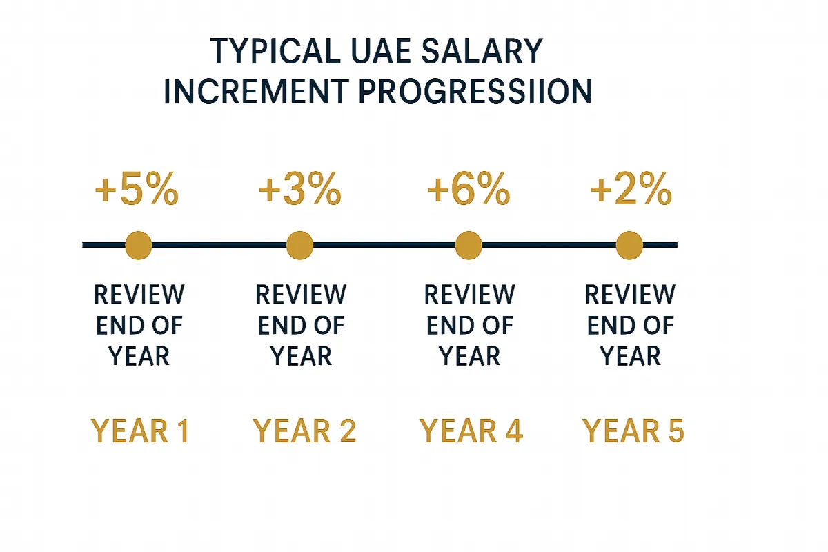 UAE salary increment timeline showing typical career progression and review periods