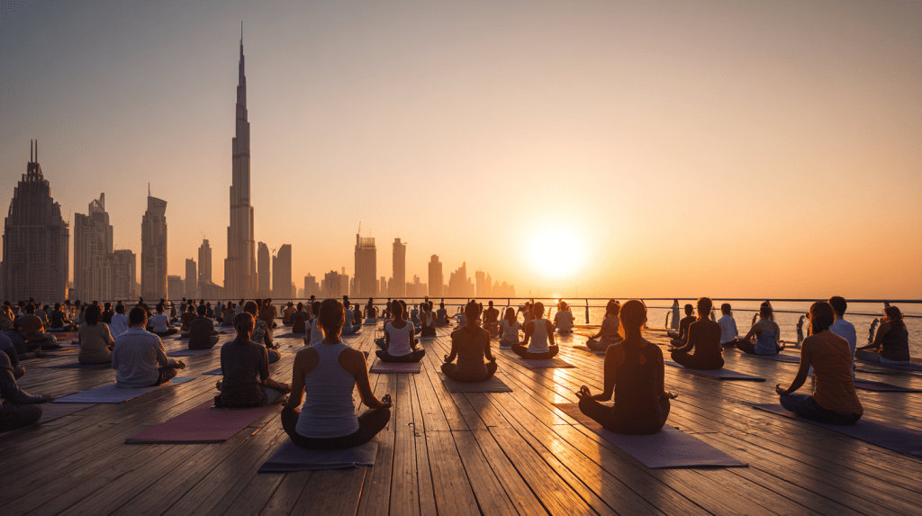 UAE Yoga Day 2025: 30,000 Join at Burj Khalifa & 35&nbsp;Locations