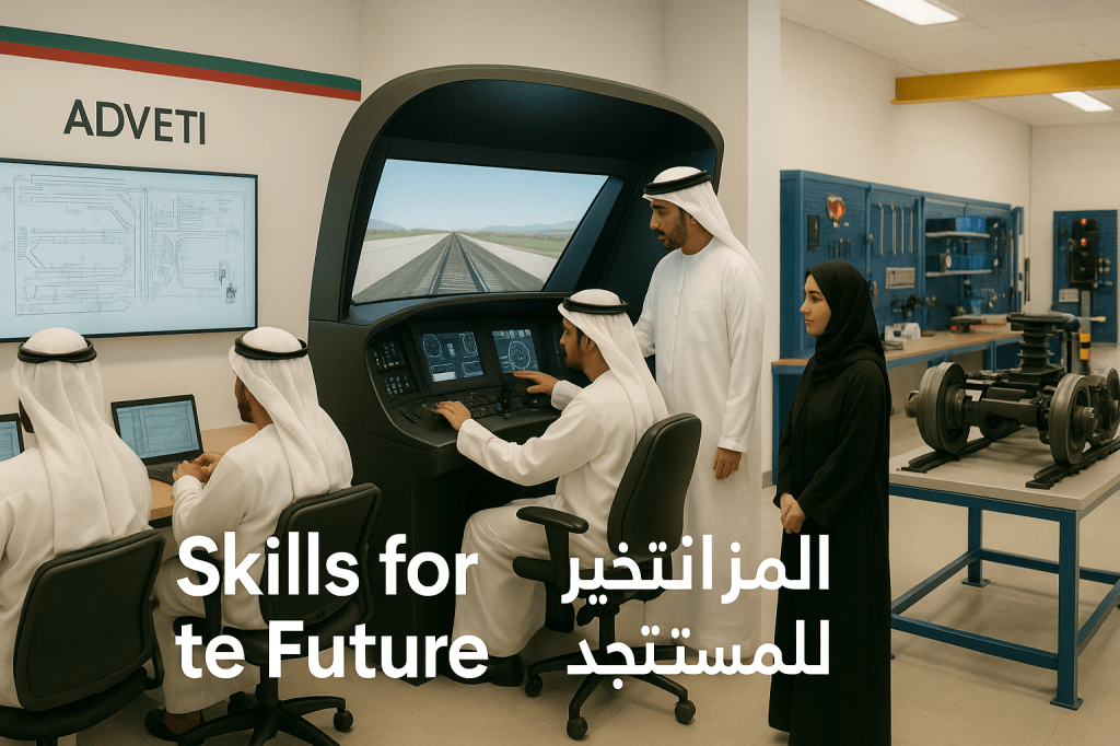 ADVETI training facility showing Emirati students learning railway technology and engineering skills