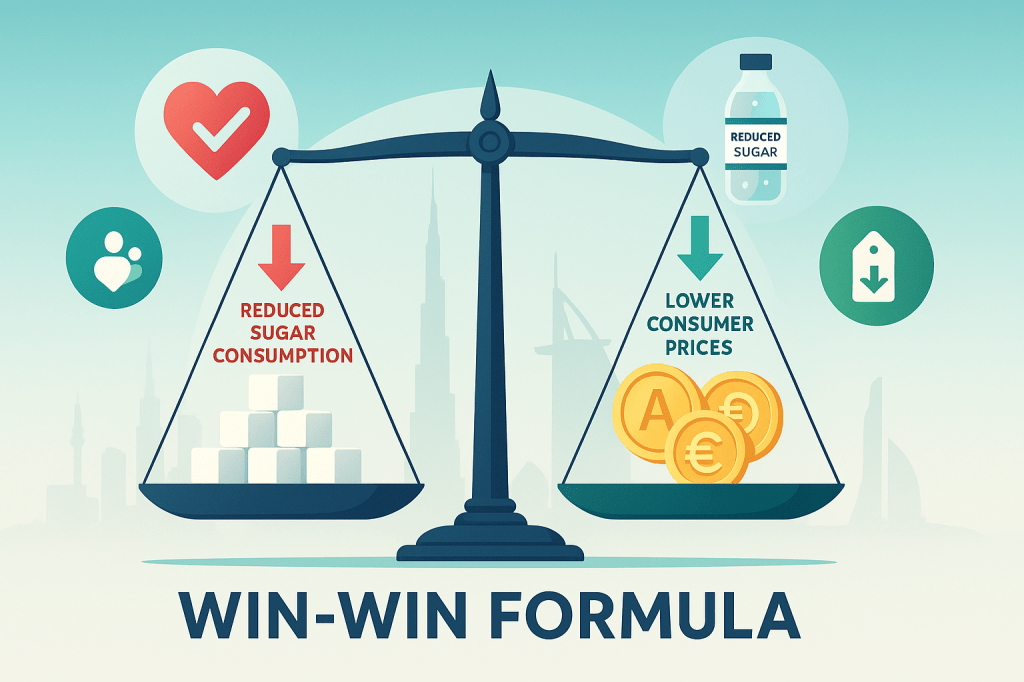 Health and economic benefits visualization of UAE's sugar-content-based taxation policy