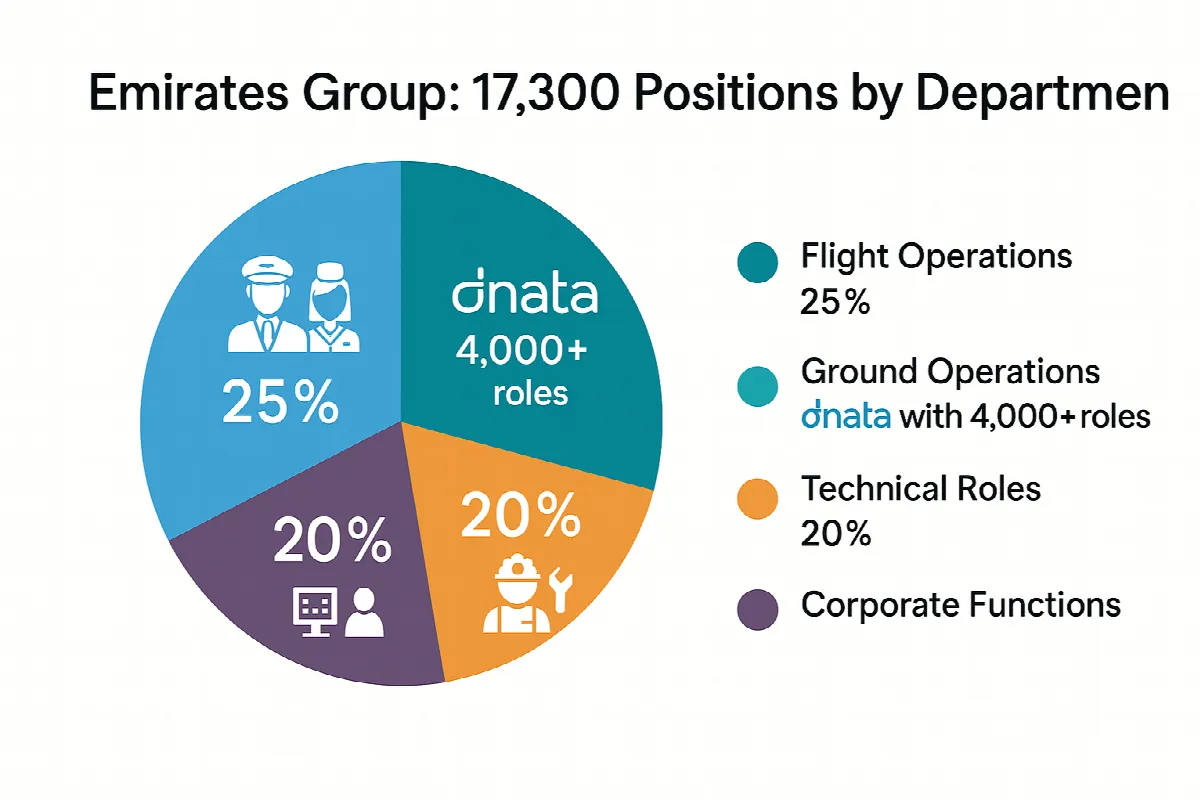 Emirates Group global recruitment campaign map showing 150 cities and 2,100 open days