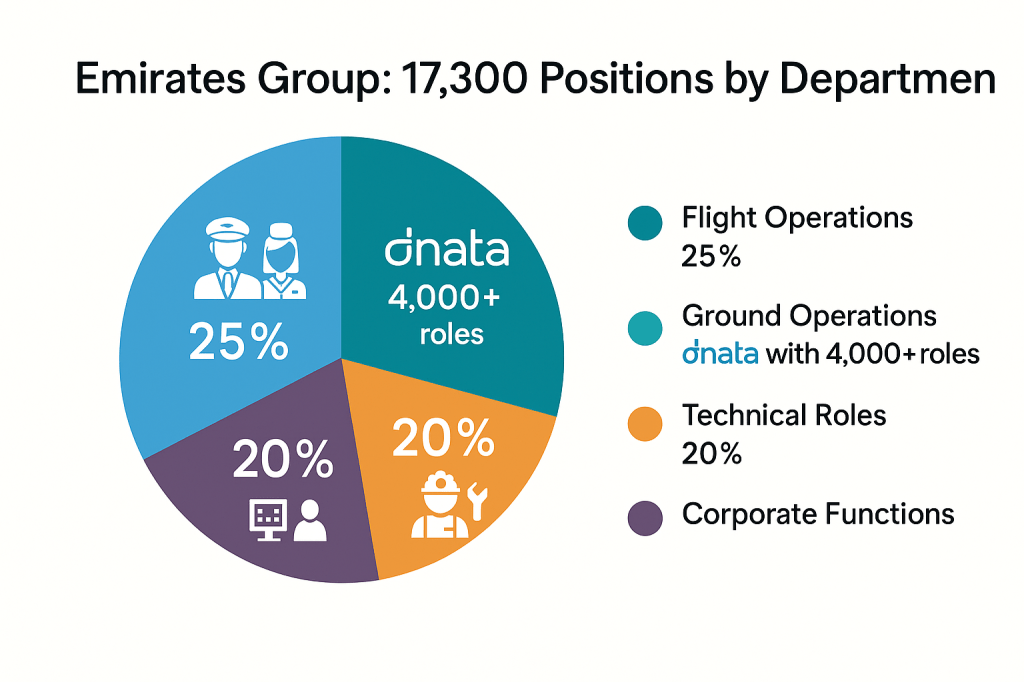 Emirates Group global recruitment campaign map showing 150 cities and 2,100 open days