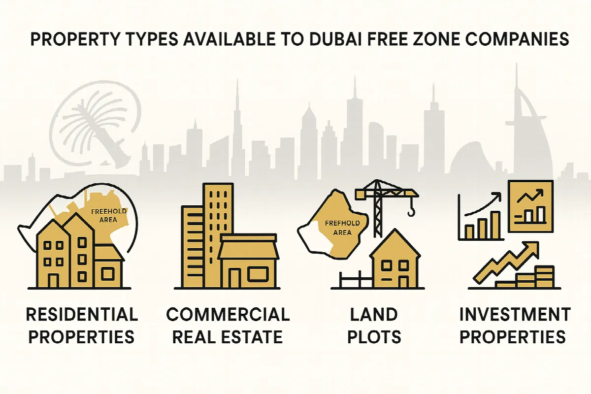 Types of properties available for purchase by Dubai free zone companies under new agreement