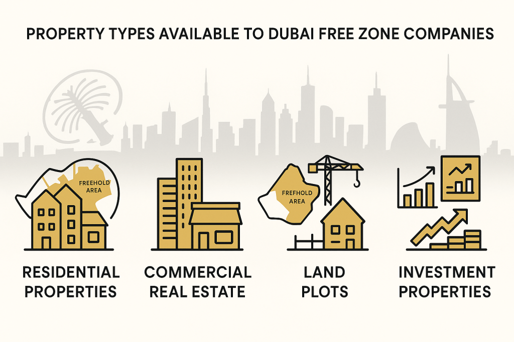 Types of properties available for purchase by Dubai free zone companies under new agreement