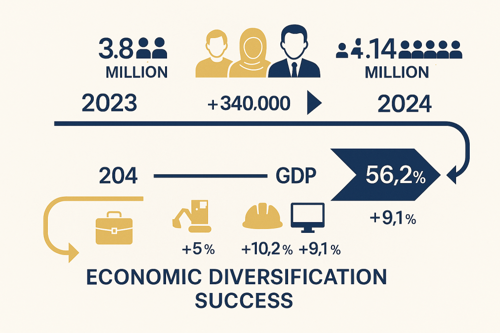 Abu Dhabi population growth correlation with economic expansion and job creation opportunities