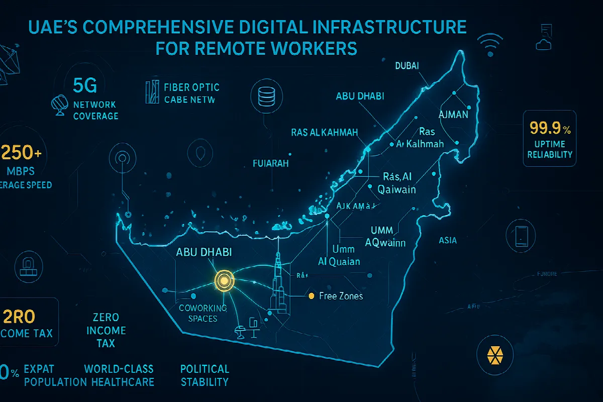 UAE Digital Infrastructure Network Map Remote Work Technology